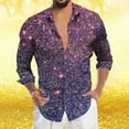 thumbnail image 4 of Telankuip Long Sleeve Shirts for Men Sequin Solid Color Lapel Button down Dress Shirt 70s Disco Fashion Sparkle Carnival Party Comfortable Tops for Festive Celebrations 2026 2-Dark Purple L, 4 of 4