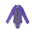 thumbnail image 2 of Alvivi Girls One-piece Long Sleeves Swimsuit Palm Printed Zippered Swimwear Rash Guard 4-16, 2 of 7