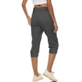 thumbnail image 5 of RongHuan Plus Size Capri Pants for Women Low Waisted Drawstring Jogger Pants Lightweight Stretch Cropped Pants Casual Capris with Pockets, 5 of 10