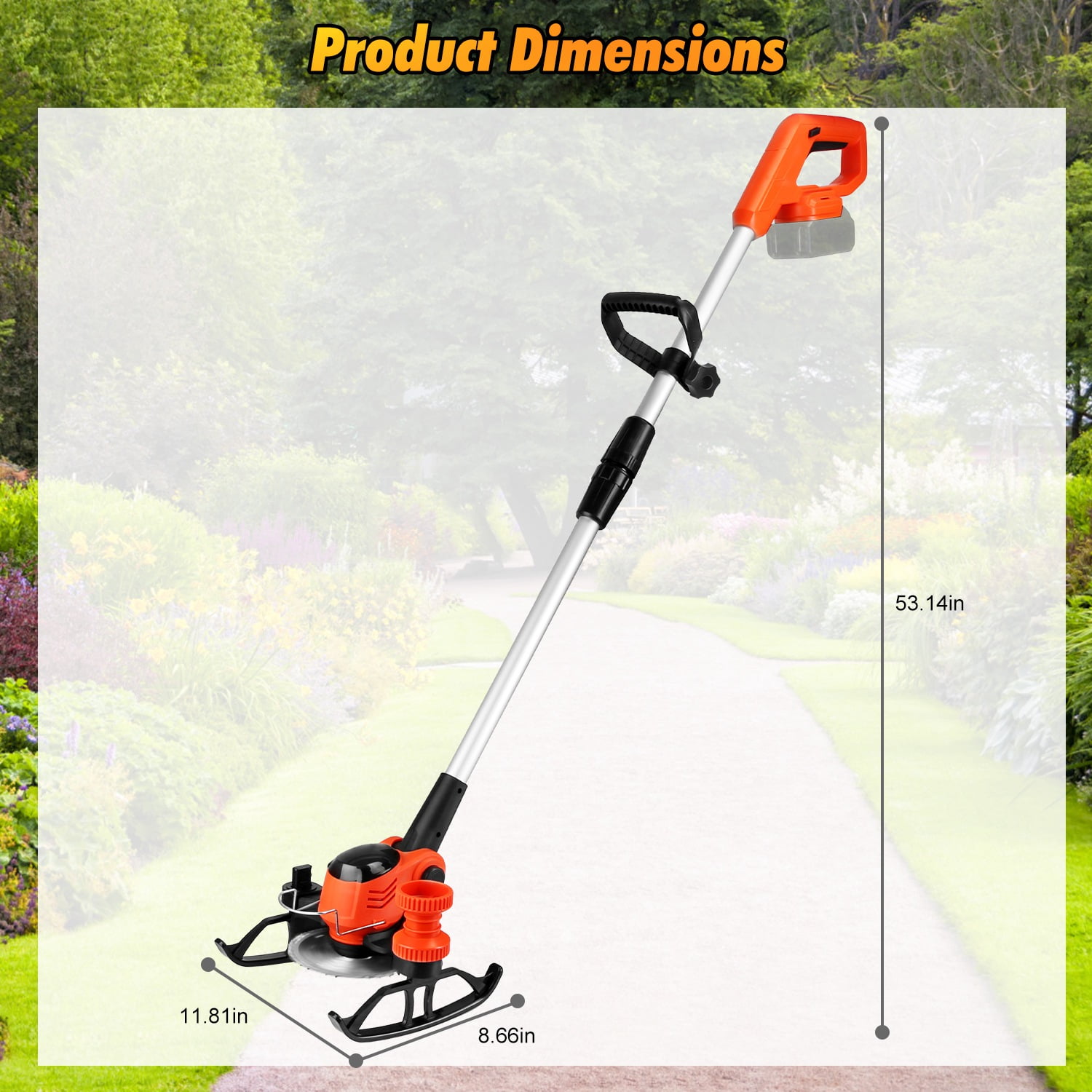 TeqHome Cordless String Trimmer Electric Weed Wacker with 2x3.0Ah Battery 3 Cutting Blades Grass Trimmer for Lawn Garden Yard