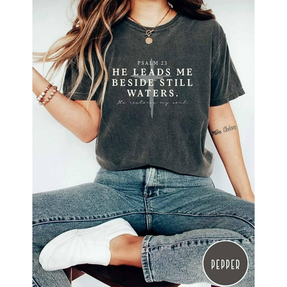 Christian Tshirts Women Bible Study God Shirt Christ Tshirt Christian Mom Shirt Christian Shirt Bible Verse Tee Psalm 23 Shirt