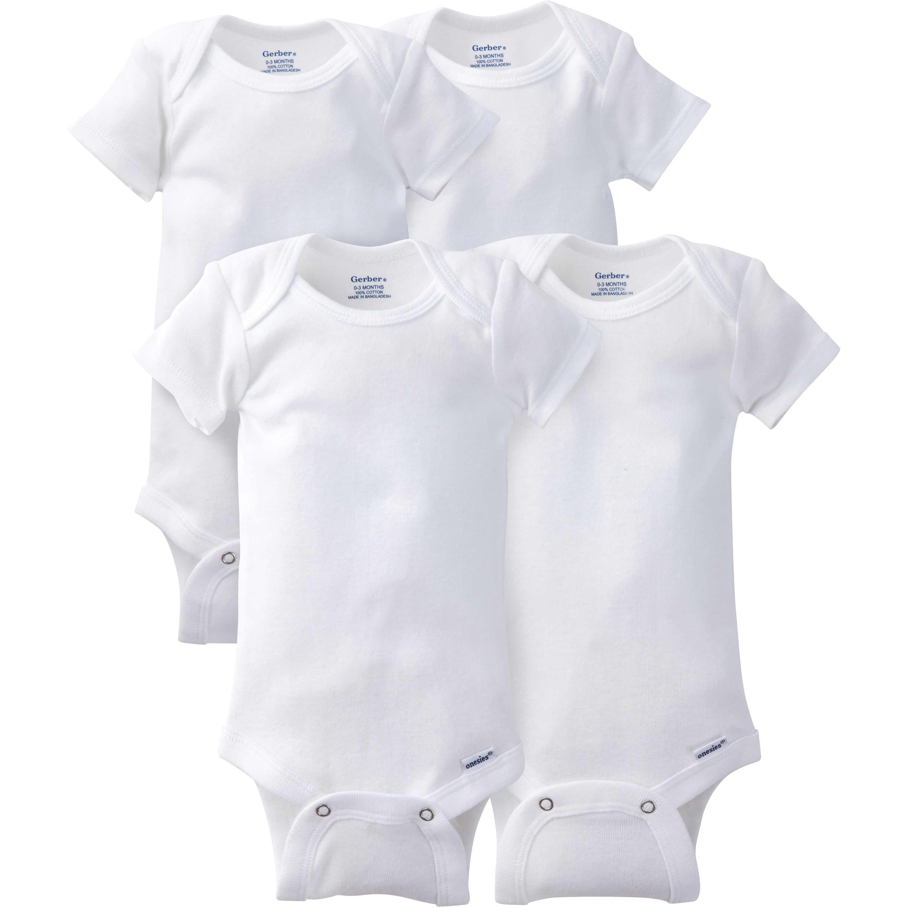 Newborn Baby Girl Boy Bodysuit 100% Cotton Short Sleeve Plain White Size 0-3 m 