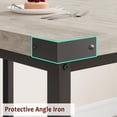 thumbnail image 5 of 3 Piece Dining Table Set for 4-6, 63" Extendable Kitchen Table and Bench Set for 6, Metal Frame Rectangle Kitchen Table Set with 2 Upholstered Benches for Dining Room, Apartment, Retro Gray, 5 of 6