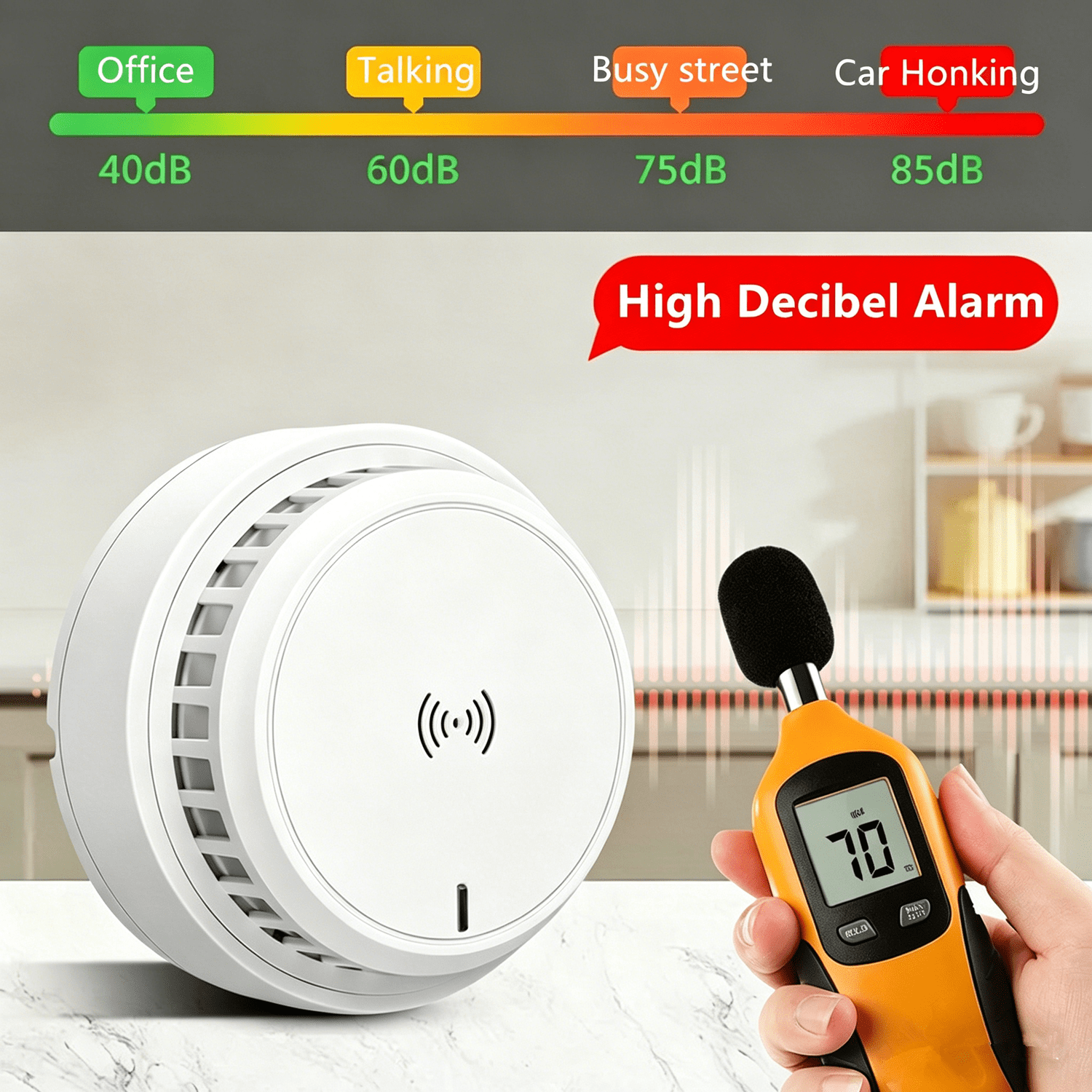 16 Pack Photoelectric Smoke Alarm Detector, Home Fire Safety Sensor Alert, 3V AA Battery Operated, No Wiring Required