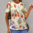 thumbnail image 6 of Various Fruits Womens Tops Women's Fashion Casual Short Sleeve Flower Print Round Neck Pullover Top Blouse, 6 of 6