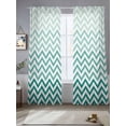 thumbnail image 2 of Teal Chevron Sheer Curtains 96 Inch Length 2 Panels Set, Ombre Geometric Ocean Wave V-shaped Voile Window Treatment Semi Sheer Long Curtains Drapes for Bedroom/Living Room/Kitchen 52"x96"x2, 2 of 7