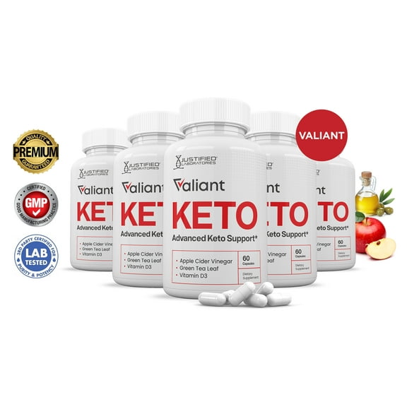 (5 Pack) Valiant Keto ACV Pills 1275mg Alternative to Gummies Dietary Supplement 300 Capsules