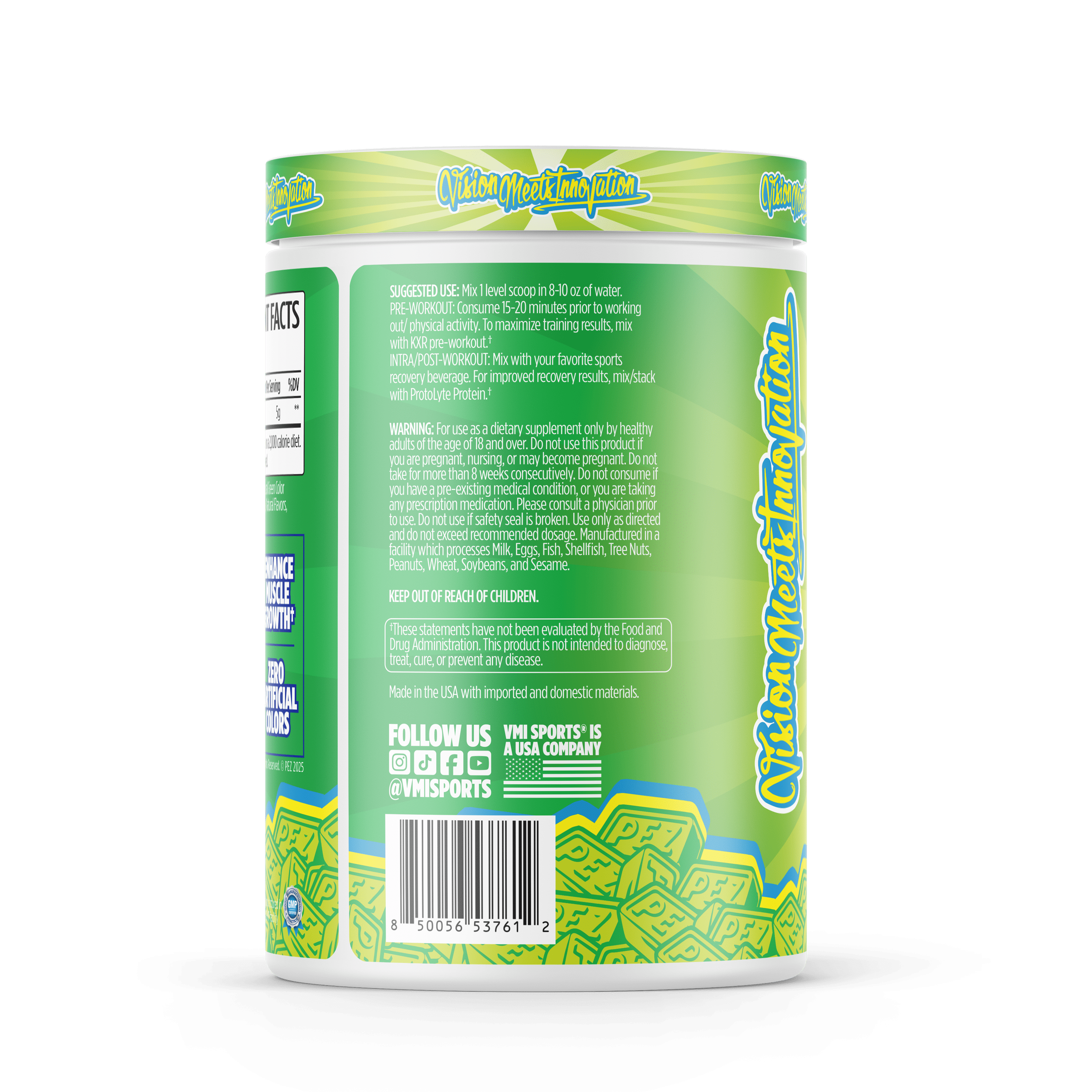 VMI Sports Creatine Monohydrate Powder Muscle Mass – Strength – Size – Power | 5 Grams per Serving (60 Servings, PEZ Sour Green Apple)
