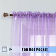 thumbnail image 2 of Wpm Cortinas Transparentes De Color Morado Lavanda, 60 Pulgadas De Ancho X 95 Pulgadas De Largo, 2 Paneles, Tratamiento De Ventana Para Sala De Estar, Bolsillo Para Barra, Gasa Transparente Para Dormi, 2 of 5