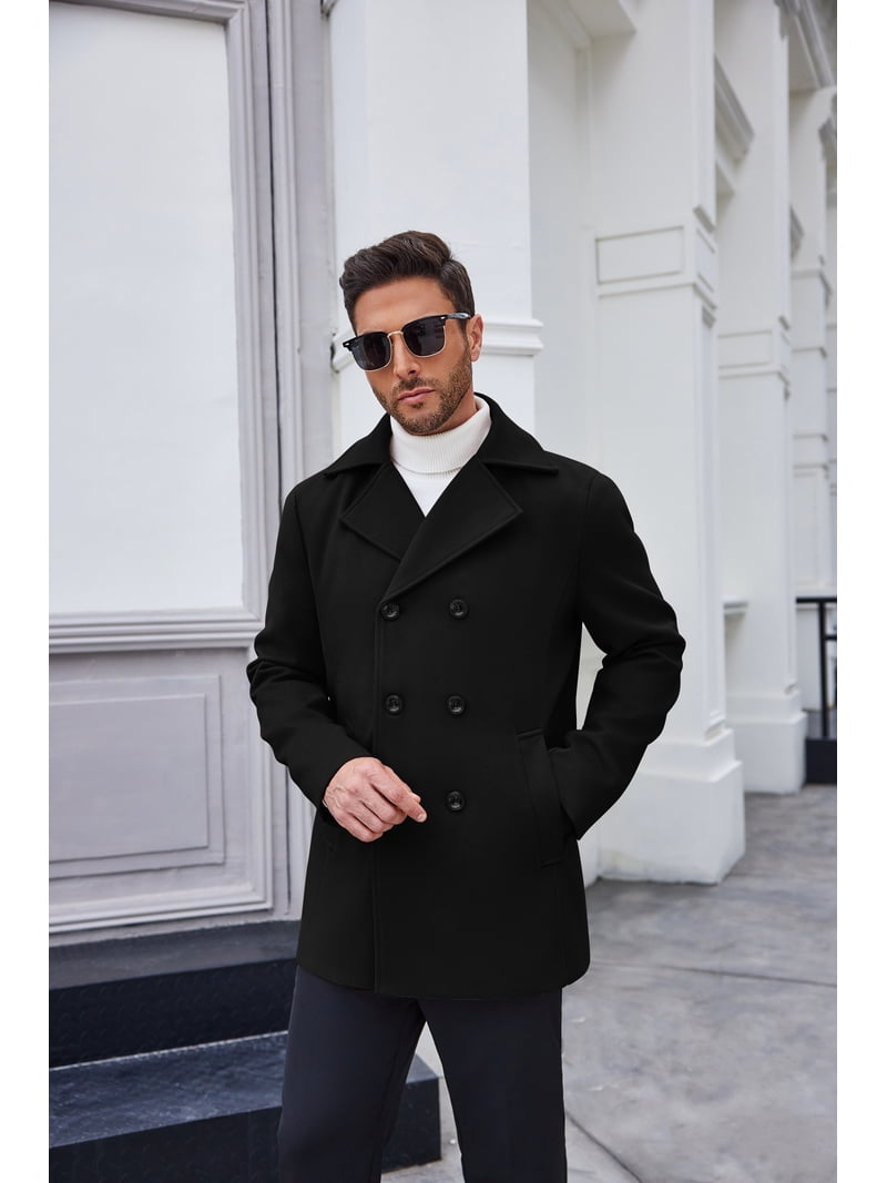 COOFANDY Mens Coat Double Breasted Short Trench Coat, Business 