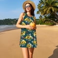 thumbnail image 3 of Honeii Sunflowers Print Women's Sleeveless Dress, Loose Fit Casual Dress for Women, Summer Fashion Dress, 3 of 7