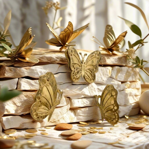 Metal Butterfly Wall Decor, Gold Metal Wall Art, 3 Piece Wall Art for Living Room, 6-8 In, Wall Hangings, Accent Decor, 2026 Seasonal Updates, 3 Set