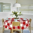 thumbnail image 4 of Nanqianyi Red Checkered Round Tablecloth 60 Inch, Washable Polyester Table Cloth for Dining Room Party Outdoor Picnic, 4 of 9