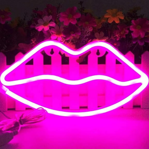 Zhangyh LED Neon Sign,LIP Neon Sign Night Light Wall LED Neon Lamp USB Battery Powered Led Neon Light Sign for Home Bedroom Bar Party Decoration