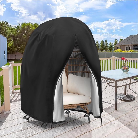 POMER Outdoor Egg Chair Cover, Waterproof 40inch Patio Hanging Egg Chair and Standing Chairs , Black