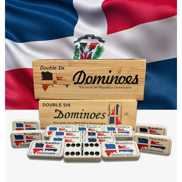 Set de dominó PRK 14 República Dominicana Double Six con bandera