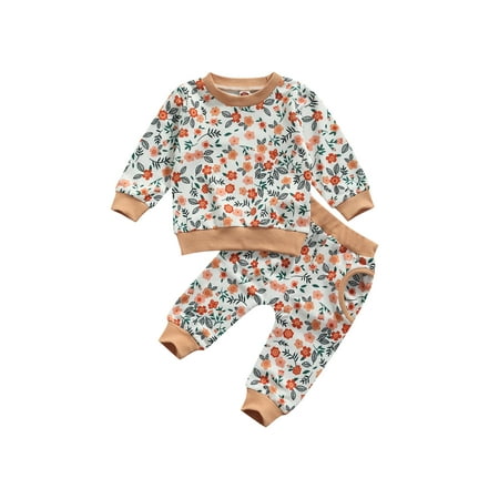 

Gupgi Newborn Baby Boy Girl Floral Outfits Long Sleeve Pullover Sweatshirt Tops Long Pant Trouser
