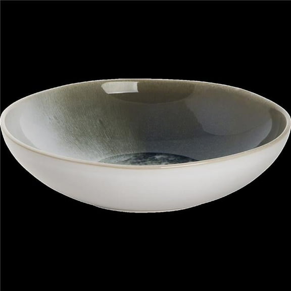 Palmer PL-530943 8.75 in. Nordic Sto are Deep Plate, White, Green & Teal - 40 oz