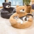 thumbnail image 4 of Cama suave para mascotas, sofá, cama para gatos con funda extraíble, base antideslizante, lavable Caqui Pequeño, 4 of 8