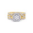 thumbnail image 2 of 10kt Yellow Gold Round Diamond Cluster Bridal Wedding Ring Band Set 1/2 Cttw, 2 of 4
