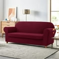 thumbnail image 3 of Subrtex Sofa Cover 1 Piece Slipcover with extra Stretch Cushion Seat Cover, Sofa, Wine, 3 of 8