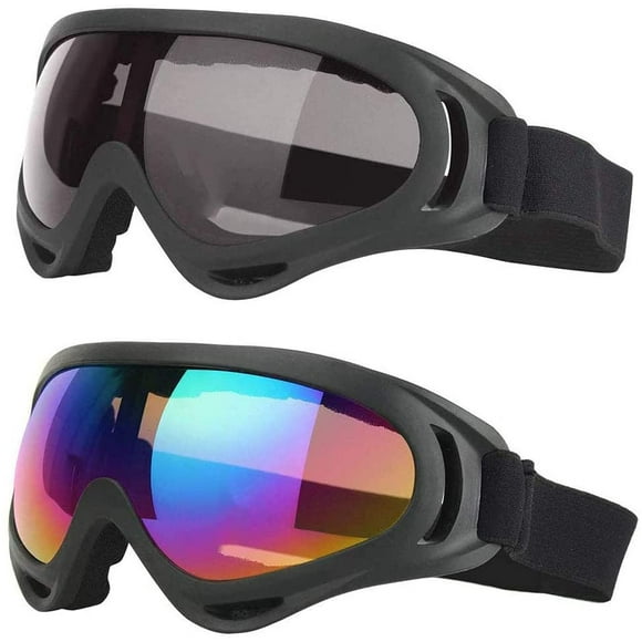 2 Pieces Outdoor Skiing Goggles, Men & Women Ski Goggles, Adjustable Windbreak UV Protection PC Era Snow Goggles for Skiing for Mountaineering, Skiing, Surfing (Colorful, Grey)