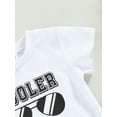 thumbnail image 4 of Toddler Boys Summer Outfit Sets Short Sleeve Letter Eyeglasses Print Tops Solid Color Drawstring Shorts, 4 of 8
