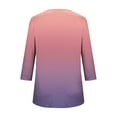 thumbnail image 5 of Delliss Women's Gradient Print Shirt 3/4 Sleeve Pleated Comfy Basic Top Pink M, 5 of 6