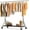 Modern, variant on HOKEEPER Clothes Rack with Wood Shelves Height Adjustable Clothing Rack with Lockable Wheels 500LBS Portable Wooden Garment Closet for Bedroom, Living Room, Laundry, Balcony, Silver