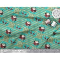 thumbnail image 2 of Soimoi Green Cotton Duck Fabric Stripes & Baccara Rose Floral Print Printed Craft Fabric By the Yard 44 Inch Wide, 2 of 3