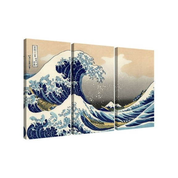 ELITEART-The Great Wave Off Kanagawa Oil Painting Reproduction Giclee Wall Art Canvas Prints Size:36"x24"