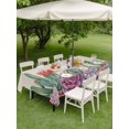 thumbnail image 4 of Outdoor Tablecloth with Umbrella Hole for Patio/Picnic/Party/Camping, Cactus Tropical Watercolor Waterproof Table Cloth Rectangle Table Cover Washable, Linen Texture Summer (60"x 102"), 4 of 8