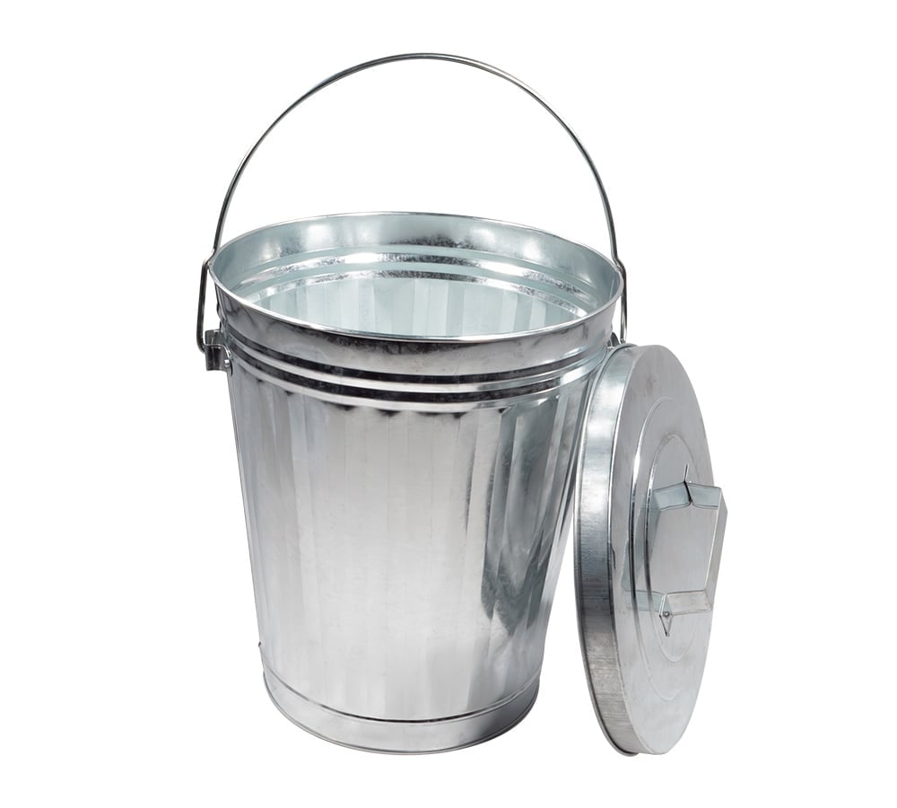 Galvanized Trash Can w/ Lid Ideal for Trailers - 4 Gallon Steel Mounted Small Outdoor Garbage Can for Home, Office, Bathroom, Kitchen - Fire and Heat Resistant