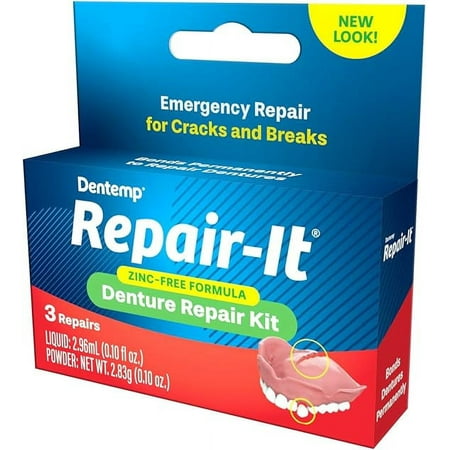 Dentemp Repair Kit - Repair-It Advanced Formula Denture Repair Kit - Denture Repair Kit Repairs Broken Dentures - Denture Repair to Mend Cracks & Replace Loose Teeth