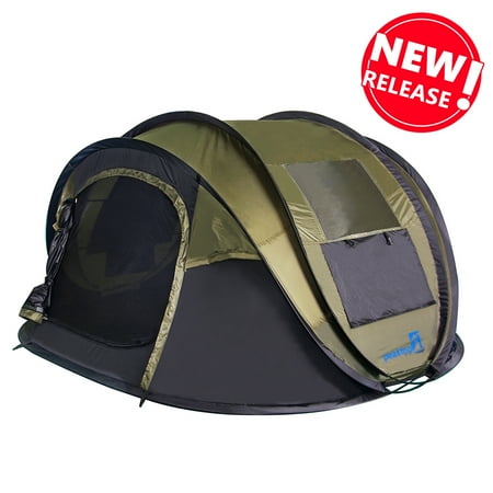 Peaktop Automatic Instant Pop up Camping Tent 4 Person, Waterproof Portable Dome tent - with Vents, Mesh Doors and Windows