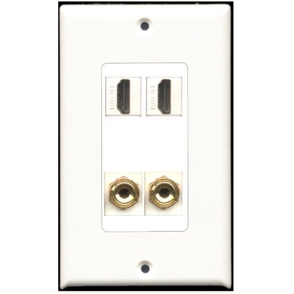 Ultra Spec Cables 2 Port HDMI + 2 Banana-Speaker Wall Plate w/Female/Female Jacks