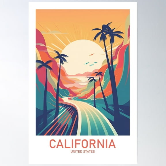 California Poster Wall Art, Modern Wall Decor For Living Room Bedroom, 8x12 UNFRAMED