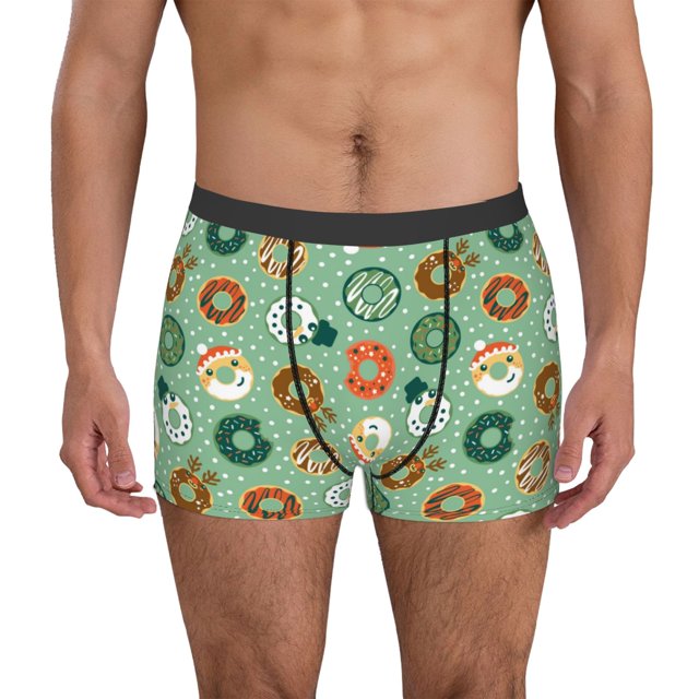 Fotbe Christmas Donuts Calzoncillos Tipo Boxer con Bolsa de Soporte Total para Hombre, X-Temp Fresco, Transpirable y de Secado Rápido-Small