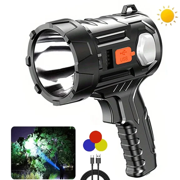 900000000LM LED Flashlight Spotlight Waterproof Camping Hunting Solar USB Light