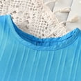 thumbnail image 5 of Xyant Toddler Baby Girl Clothes Knit Floral Fly Sleeve Tops Shorts Cute Summer Spring Outfits Infant Baby Girl Clothing Set (Blue,4-5 Years), 5 of 7
