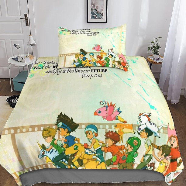 Digimon 3d Bedding Set, 2 Pcs Anime Bedding Set Duvet Cover Pillowcases