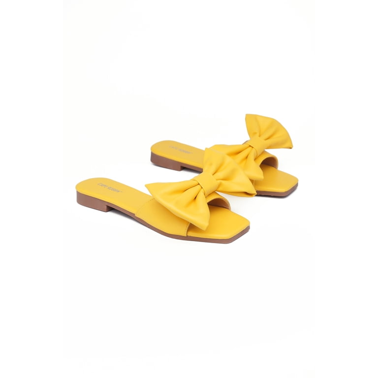 Cape Robbin Juju Square Toe Slip On Mules Bow Slides Sandals  display picture 1