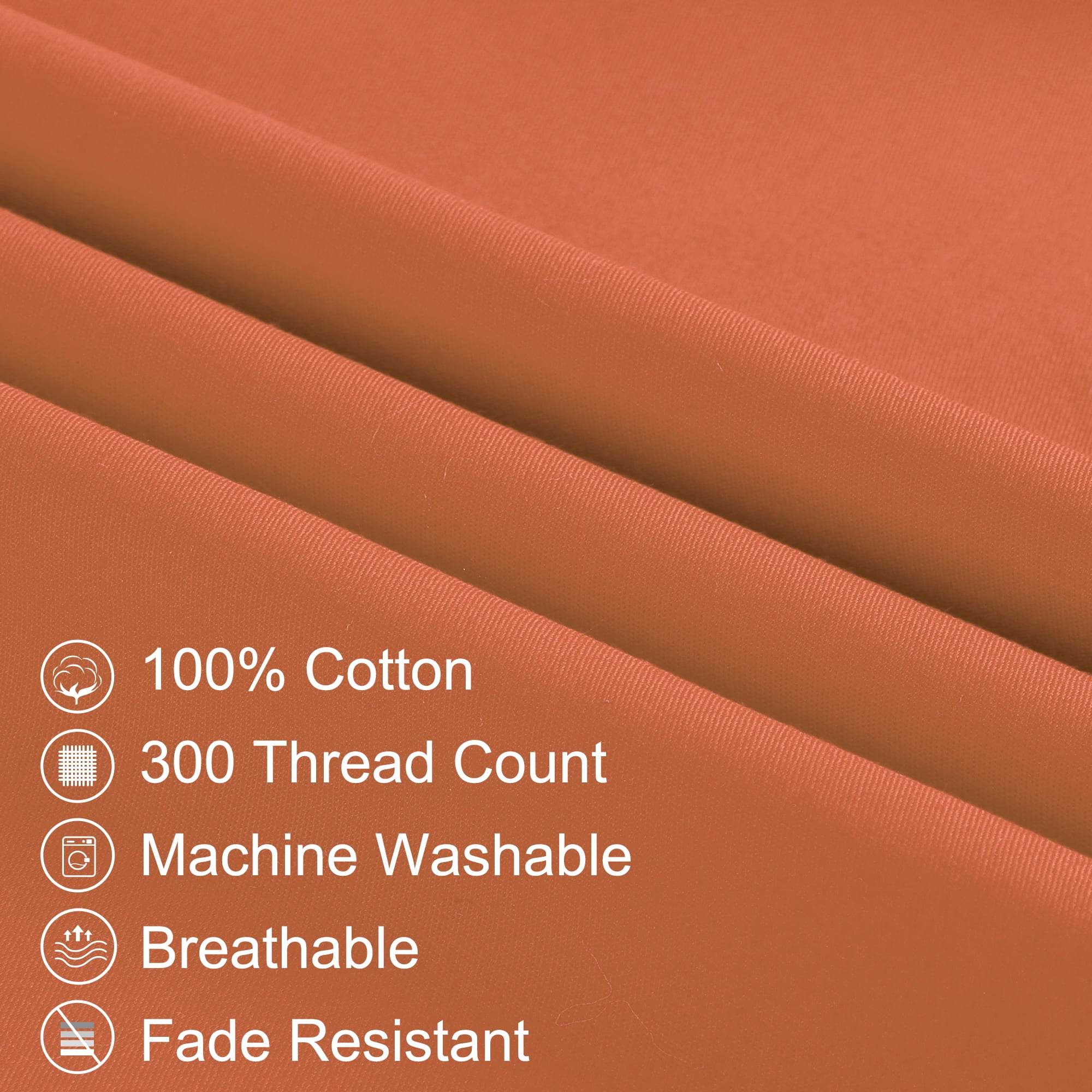 3 Pack Breathable Egyptian Cotton Body Pillow Covers, 20" x 72", Orange
