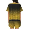 thumbnail image 3 of Bingfone Gold Glitter Gradient Print Pajamas Sets for Women Soft Short-Sleeved Pjs with Lounge Shorts Two Piece Sleepwear, 3 of 8