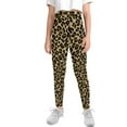 thumbnail image 2 of COEQINE Leopard Print Khaki Girls Sport Leggings Buttery Soft Yoga Legging High Waist Pants for Jogging Gym School, for 6-7 Years Kids, 2 of 7