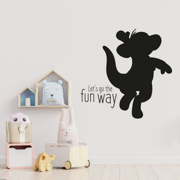 Let's Go The Fun Way Cute Winnie The Pooh Character Silhouette Vinyl Wall Sticker Decal Wall Art Décor Home Room Kids Room Boys Girls Room Winnie Pooh Lover Living Room Decoration Size (40x30 inch)