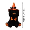 thumbnail image 3 of Halloween Black Cat Stuffed Animal, 11.02 in Witch Kitty Plush, Halloween Indoor Decoration for Table Fireplace, Trick Or Treat Halloween Party Gift (Black), 3 of 5