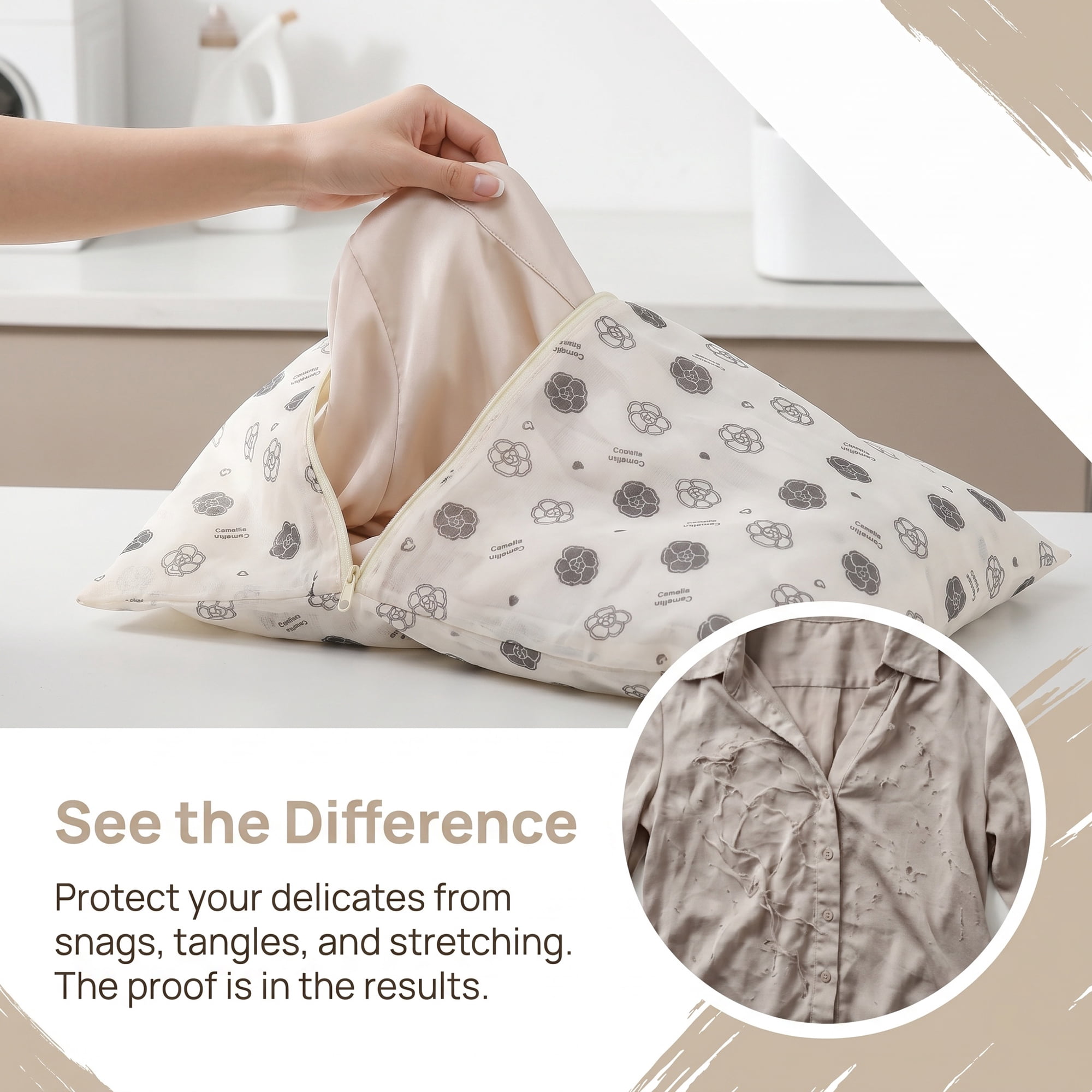 Unique Bargains 2 Pack Mesh Laundry Bags with Durable Zipper Closure for Socks Beige 11.8"x15.7"