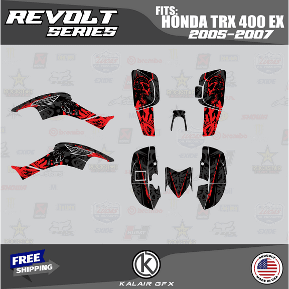 Kalair GFX Graphics Kit for Honda ATV TRX 400EX (2005-2007) Revolt Series