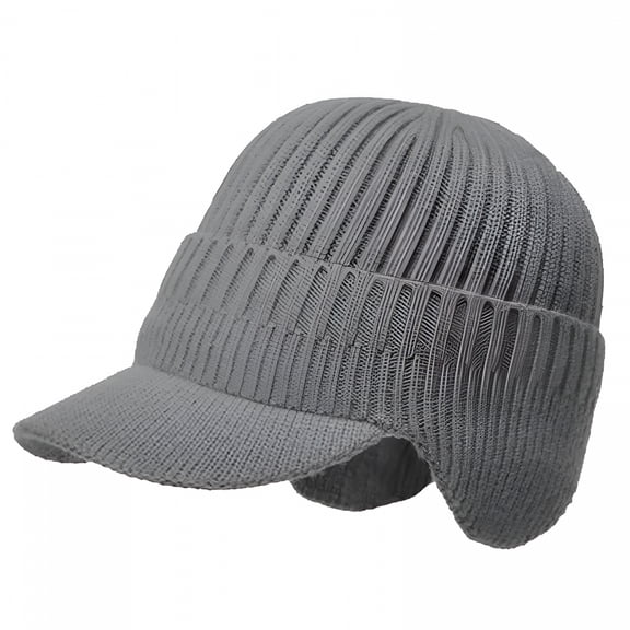 TELOLY Winter Beanie Hat,Warm Earflap Hat Knitted Newsboy Hat - Winter Hat with Visor for Men Outdoor Activity